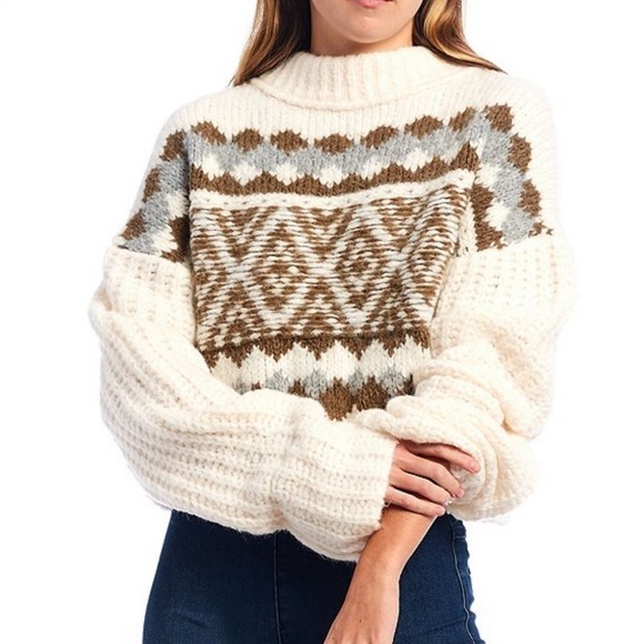 Free People Alpine Crop Mock Neck Sweater XS NWT - Picture 3 of 7